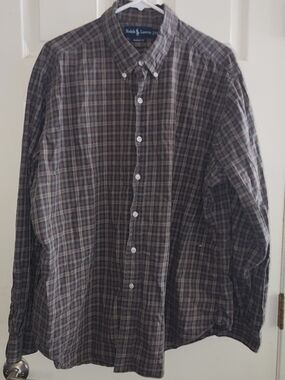 Ralph Lauren Men’s Brown and Green Plaid Button-Down Shirt